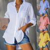 New Women's Shirt Solid Color Casual Loose Breasted Shirt Women's Clothing