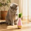 Funny Cartoon Cat Play Toy Wooden Wobble Toy, Self-Righting Tumbler with Feather for Indoor Cats, Interactive Plush Weighted Bottom Punching