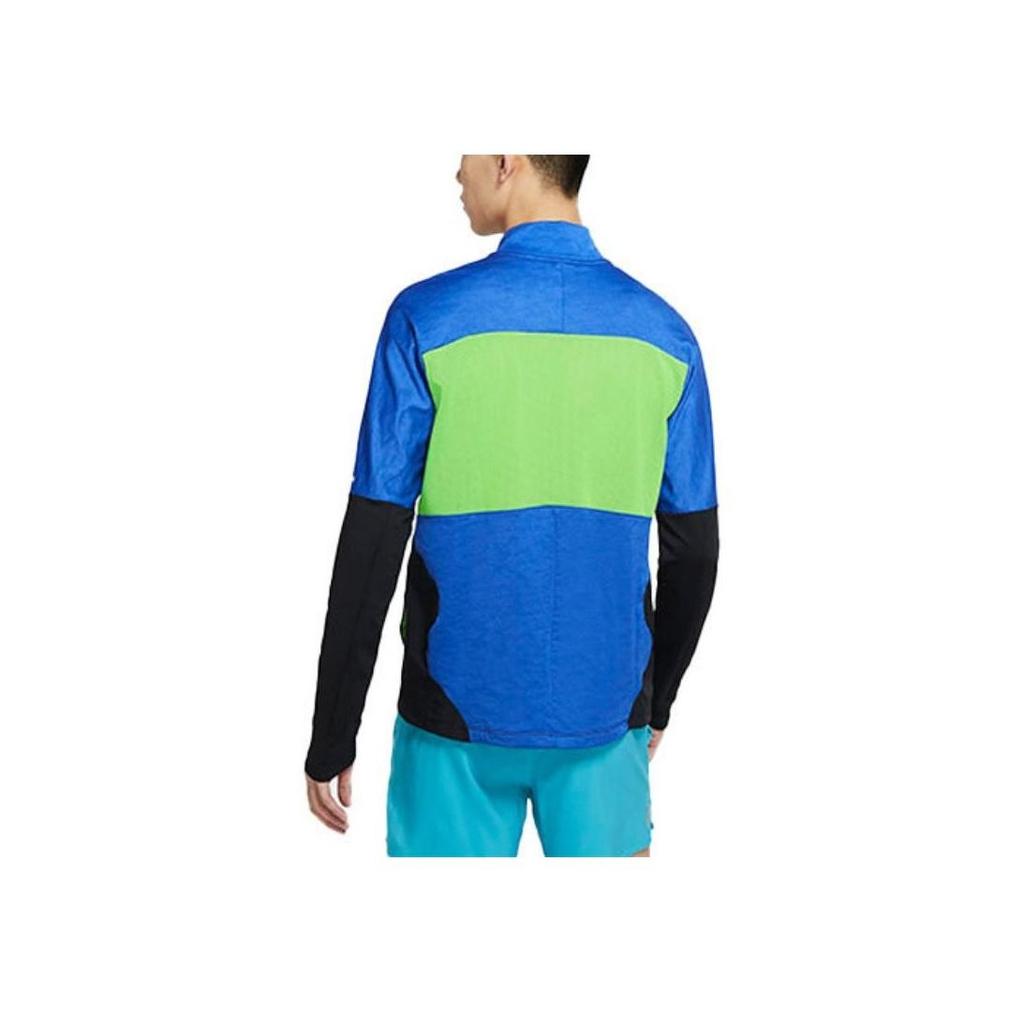 Nike Element Wild Run Повседневная спортивная рубашка с длинным рукавом с воротником-стойкой и принтом Мужские топы Синие DA0224-480