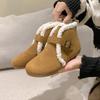 Модная зимняя хлопковая обувь до щиколотки Женские повседневные короткие ботинки Флисовые теплые зимние ботинки Пушистая обувь Плоская подошва Пряжка на ремне Lapolaka 2025