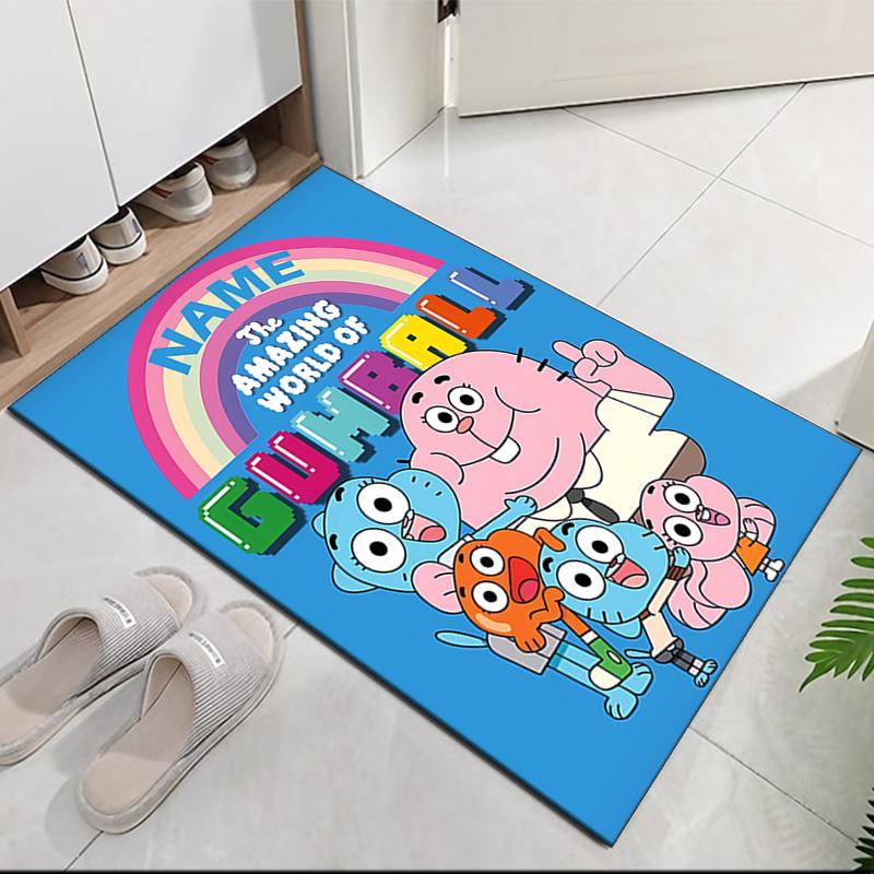 Custom Name The Amazing World of Gumball Printed Carpet, for Office Chair Living Room Bedroom Kitchen Room Decor Gifts.