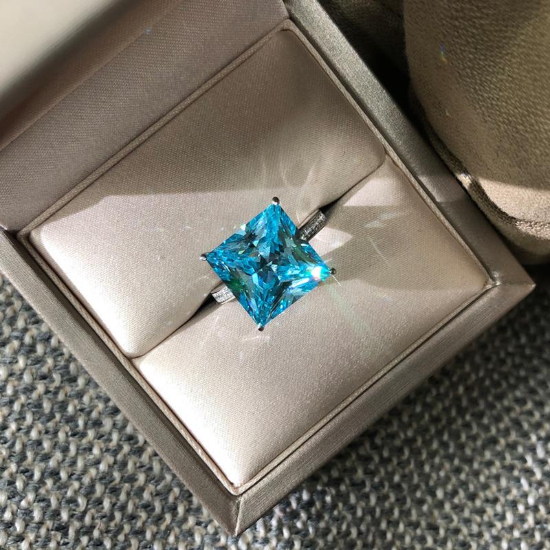 Gica Gema 925 Sterling Silver Yellow Square Ring For Women Fine Temperament High Grade Jewelry Gift