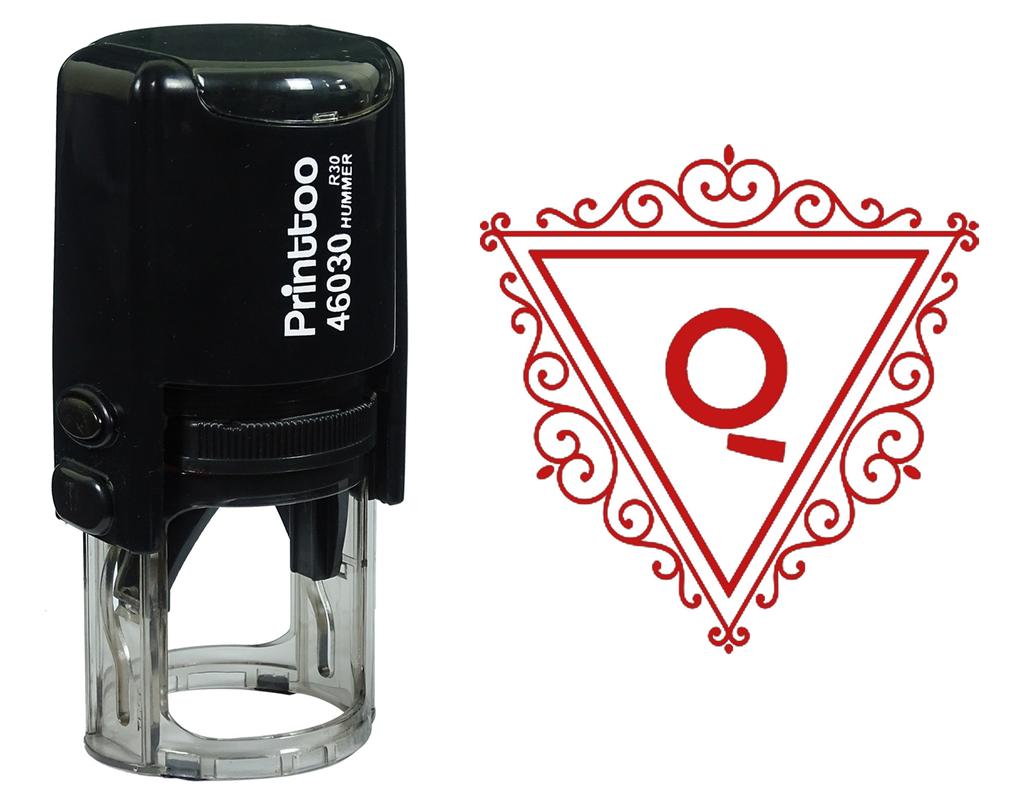 Printtoo Q Алфавит Вихревой Граница Треугольник Монограмма Первоначальная Самостоятельная Краска Резиновая Штамп Офис