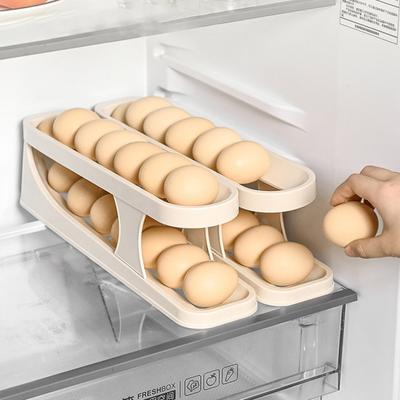Самокатящийся держатель для яиц, двухслойный нескользящий нижний пищевой класс, кухонный шкаф для кладовой, холодильник, органайзер для яиц, стеллаж для хранения