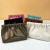 Solid  Color Small Item Bags Korean Style Cosmetic Bag PU Leaf Spring Bag  Travel