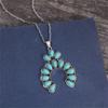 Bohemian Style Turquoise Colored Necklace Fashionable Petal Pendant Chain Perfect Jewelry Accessory For Women Daily And Party Decorate