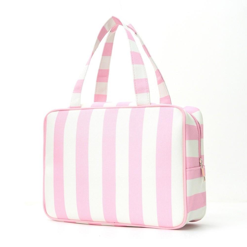 Large Capacity Striped Toiletry Storage Bag Collapsible Cosmetic Pouch Travel Makeup Bag  Gym