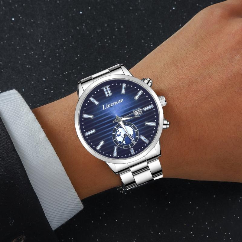 Мужские часы Water Diamond Luxury Calendar Quartz Movement из нержавеющей стали Fashion Business Watch