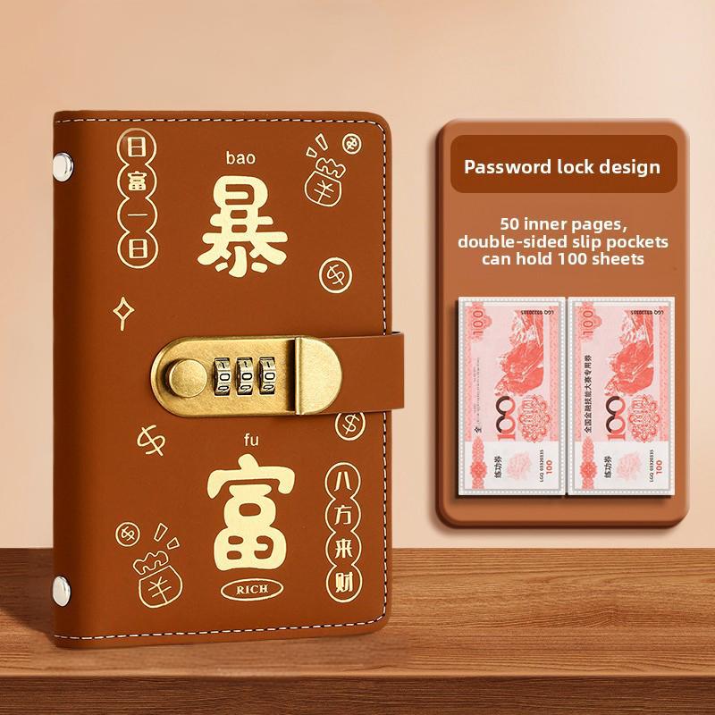1 шт. 50 страниц Книга для учета Коллекционный буклет Изысканное двустороннее хранение Прочный с кодовым замком Удобный 17,8x12 см