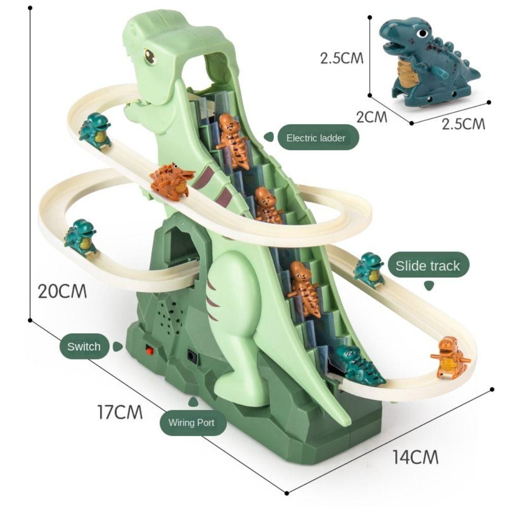 Music Dinosaurs Climbing Slide Plastic Cement Electric Slide Track Toy Car Girls