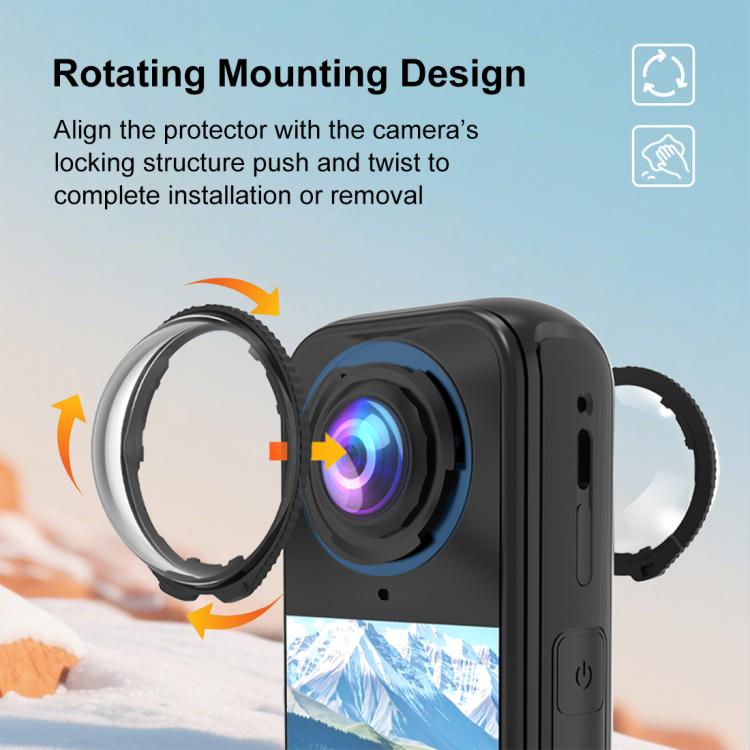 Для Insta360 X4 Air PULUZ Вращающийся Защитный Чехол из Оптического Стекла для Объектива (прозрачный)