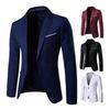 Men Suit Coat Lapel Long Sleeve Suit Jacket with Flap Pockets Solid Color Single Button Formal Business Outerwear