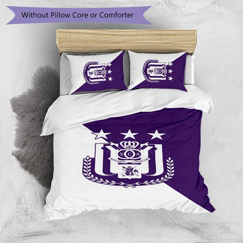 Anderlecht FC Printed 3PCS Bedding Set Breathable Duvet Cover with Pillowcases Decorative Bed Linen for Bedroom Home
