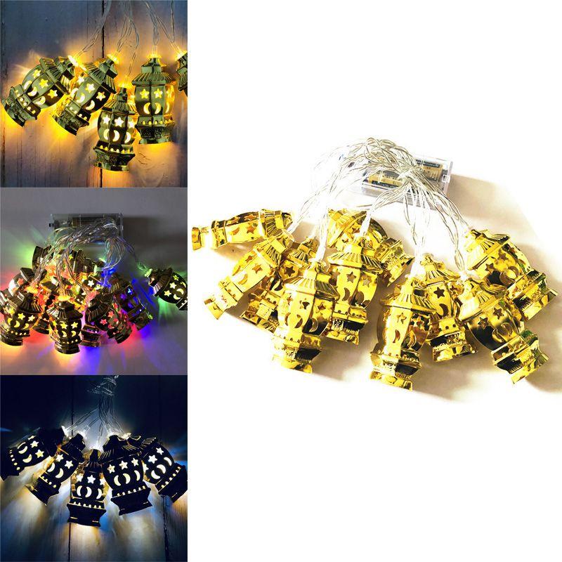 Красивый Рамадан Ид Мубарак Фонарь Светодиодная Гирлянда Фея с Дизайном Луны и Звезд