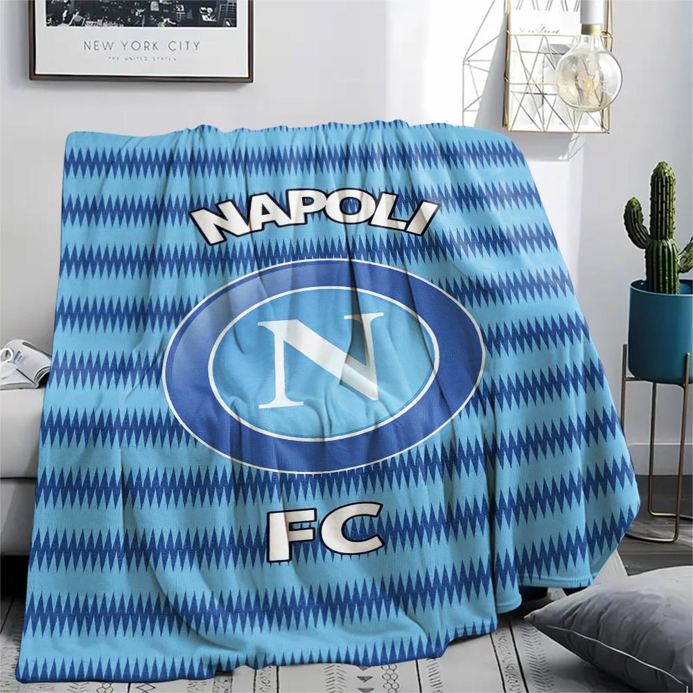 1Pc Napoli FC Print Flannel Blanket High Quality Warm Comfortable Cover for All Seasons Perfect for Gifts Home Decor