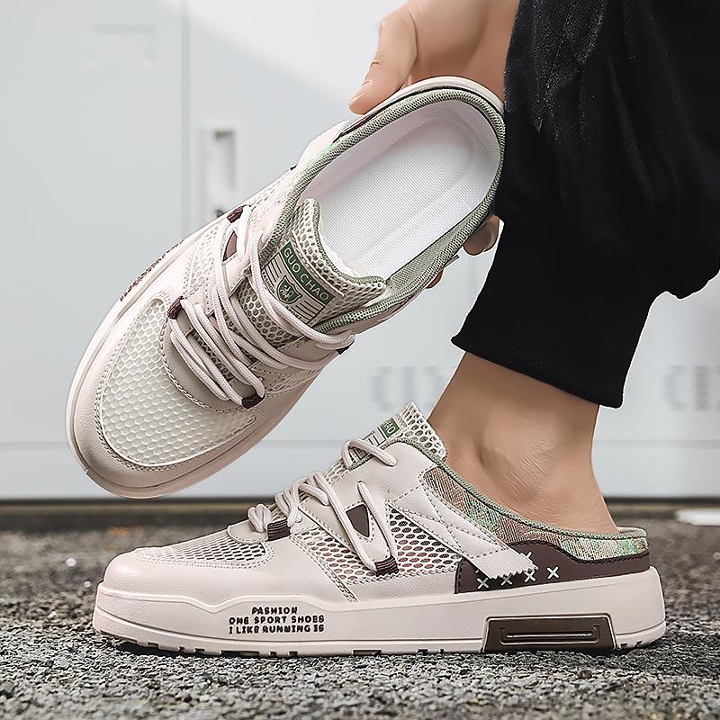 Мужская спортивная обувь Летние мюли с открытой спиной Повседневные сандалии Кроссовки Сабо Студенческие тапочки больших размеров