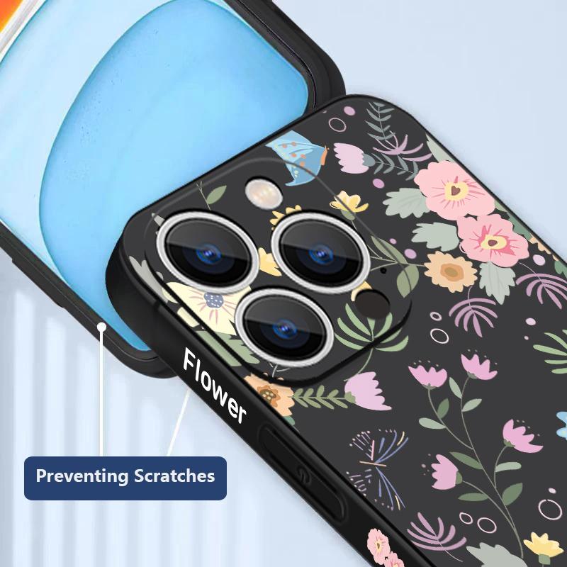 Романтичный чехол с узором из садовых листьев для iPhone 17 16 15 14 Pro Max 16 Plus 13 12 Pro Air 11 Ударопрочный мягкий силиконовый чехол для телефона