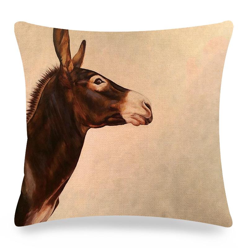 Happy And Cute Donkey Digital Printing Short Plush Pillow Covers Decorative For Car Sofa Office Cushion Cover Home Goods