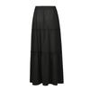 Women's Fashion Solid Color Elastic Waist Skirt Loose Casual High Waist Tie Long Skirt