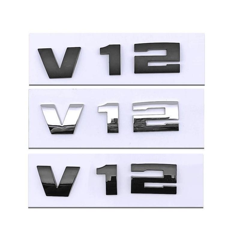 New 3D Font Numbers Letters v12 Emblem for BMW M760i Series F01 F02 G11 G12 Car Trunk Nameplate Logo Sticker Black Chrome MP1