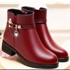 Autumn and Winter Velvet Warm Short Boots Are Not Tired and Comfortable, and Leather Boots Are Middle-aged 2 Flat-bottomed Fashion Boots for Women