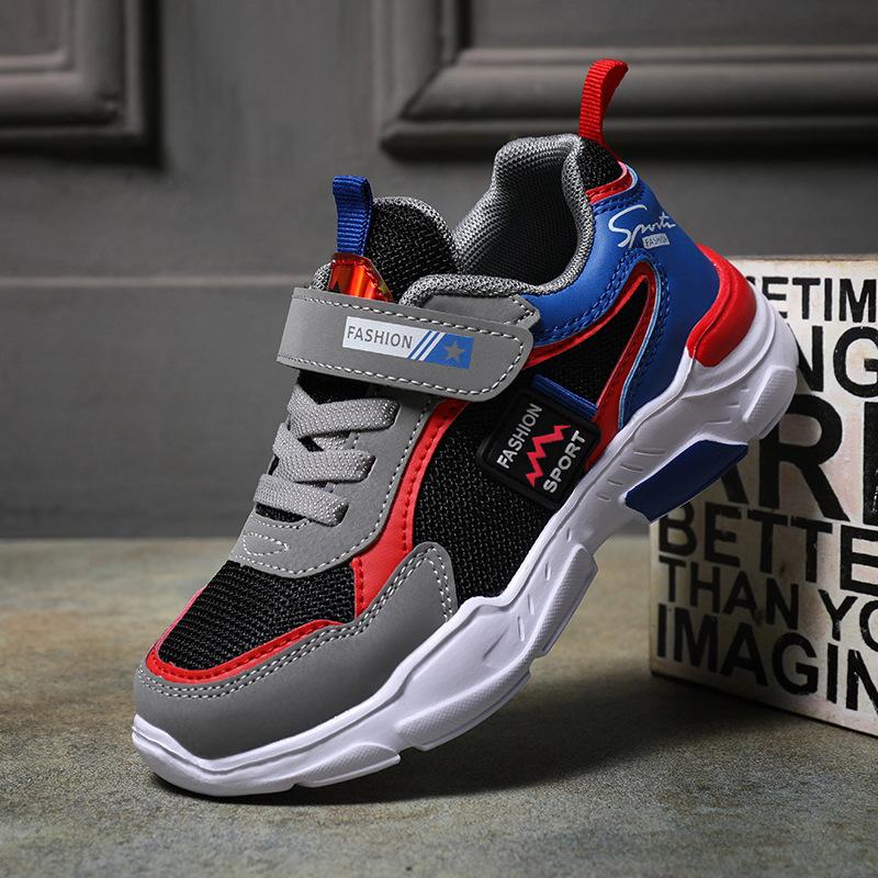 Children's Sports Shoes Boys' Shoes Middle-aged Older Boys Spring and Autumn Breathable Single Pair of Mesh Shoes Student Soft-soled Running Shoes