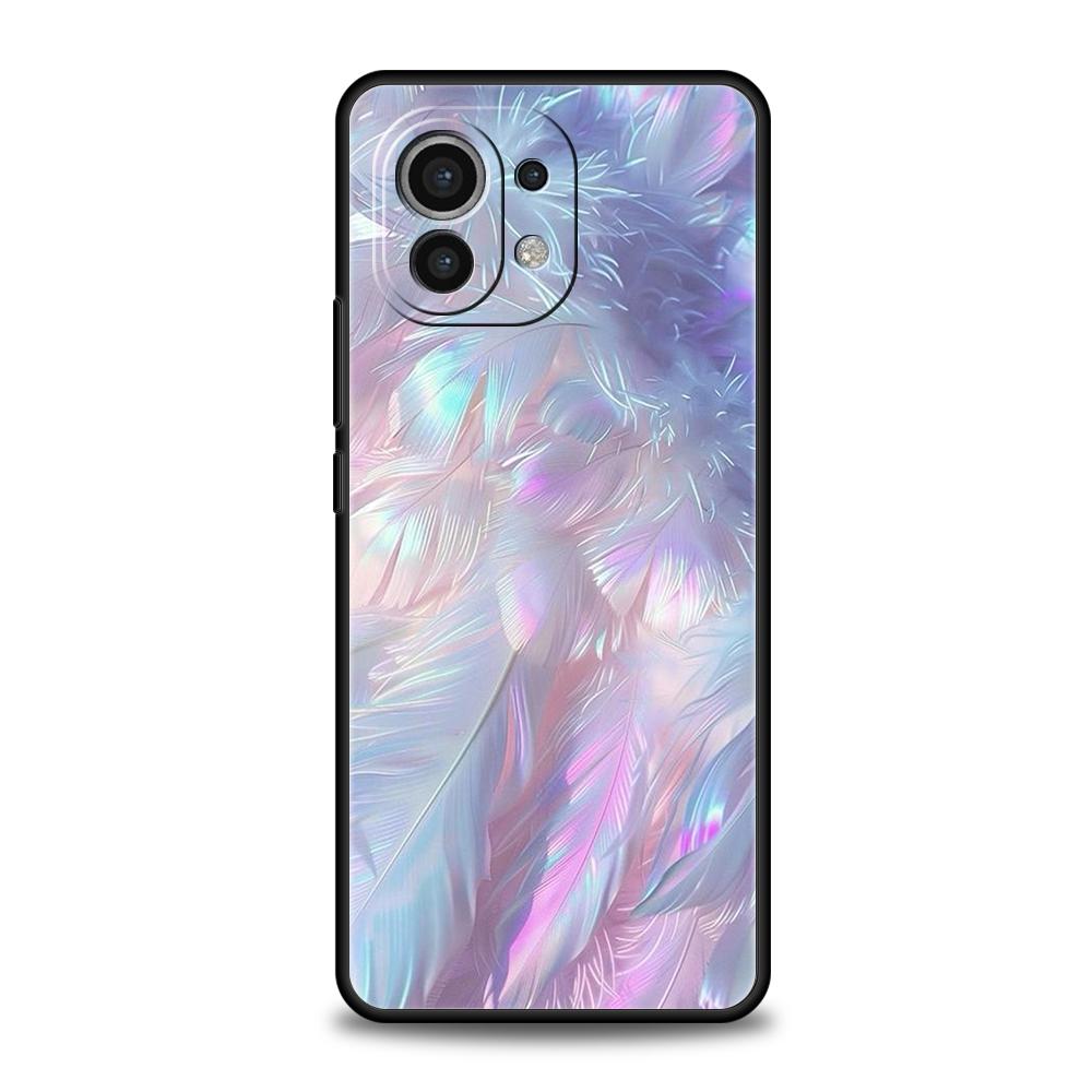 Чехол для телефона для Xiaomi Mi 15 14 13 12 11 Ultra 14T 13T 12T 11T 10T Pro Lite Мягкий ТПУ Чехлы Модный Градиентный Узор с Перьями