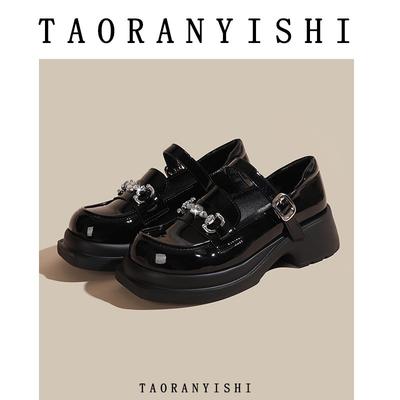 Женские туфли Мэри Джейн весна новые туфли в стиле колледжа ретро стразы платформа маленькие кожаные туфли с ремешком одинарные туфли женские