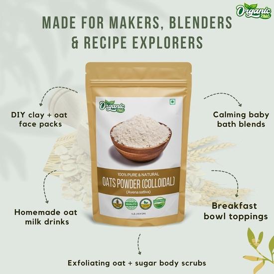 Органический порошок коллоидной овсянки Zing – Чистый, без глютена, диспергируемый в воде – Идеально подходит для смузи, выпечки, напитков и кулинарного использования – 454 г