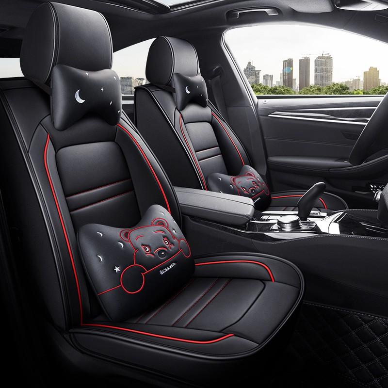 Full Leather Car Seat Cover Set With Side Wing Wrap All-Season Breathable Durable Auto Interior Accessory
