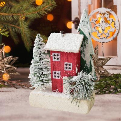 Рождественская снежная деревня, Дом-сцена, Деревянная основа, Украшение, Настольное