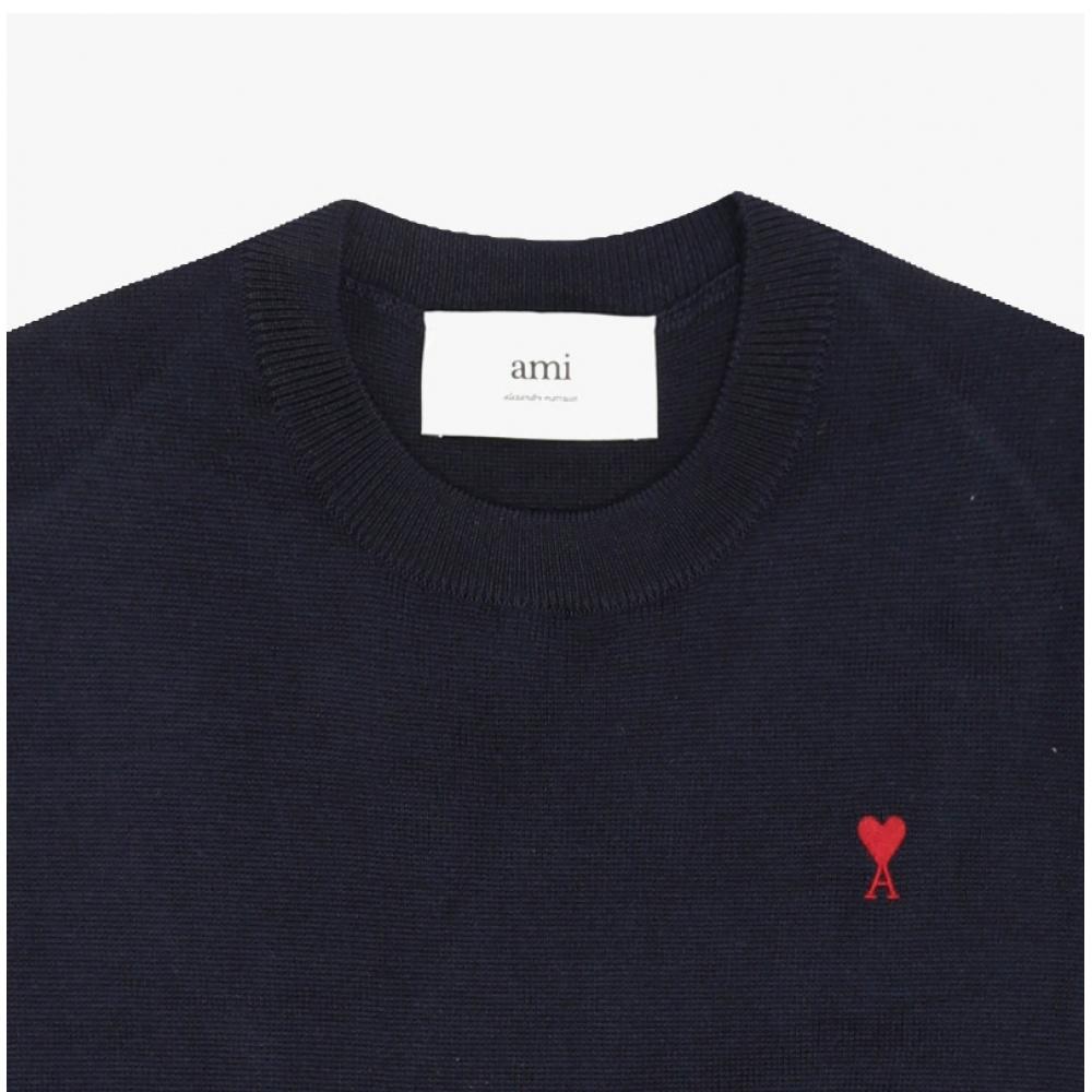 Ami Men S Knit Small Heart Logo hkS826 001 414