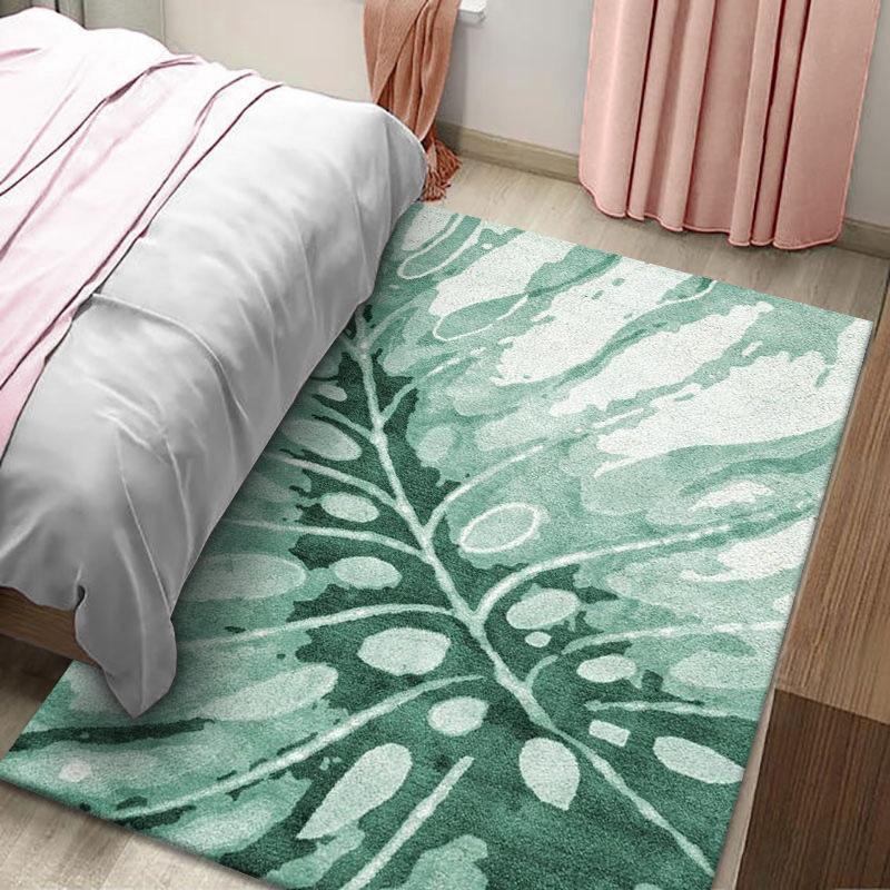 Ковер с принтом тропических листьев, зеленые пальмовые листья и спинка черепахи, ковер из бамбуковых листьев для гостиной, напольный коврик с банановым узором