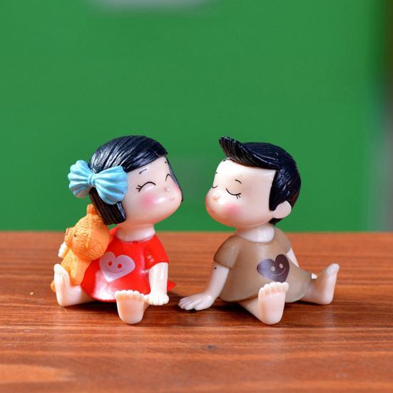 2 шт./компл. фигурки пар, тематические поцелуи, принт сердца, декоративные пара, микропейзаж, украшения для пары, свадебное украшение