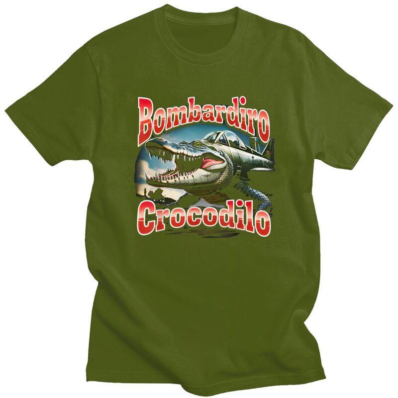 Italian Brainrot Bombardiro Crocodilo T Shirt Men Women Short Sleeves Awesome Clothing Streetwear Summer 100 Cotton Tee Tops