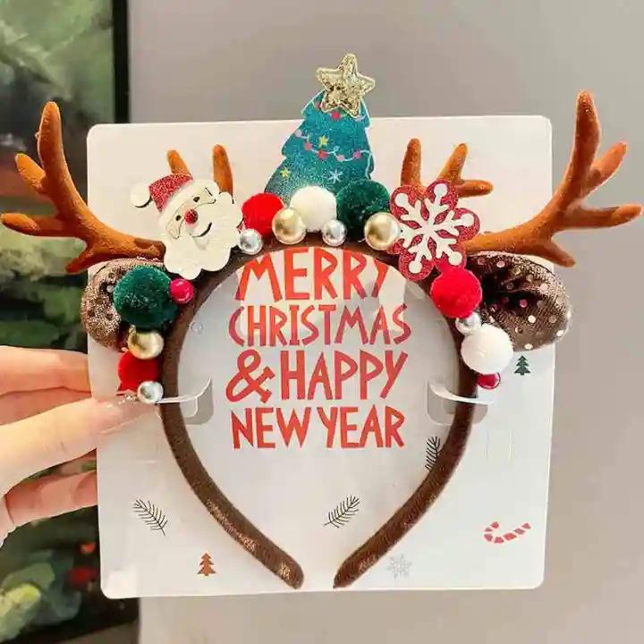 Children's Christmas Antler Headband Hair Clip - Festive Holiday Accessory