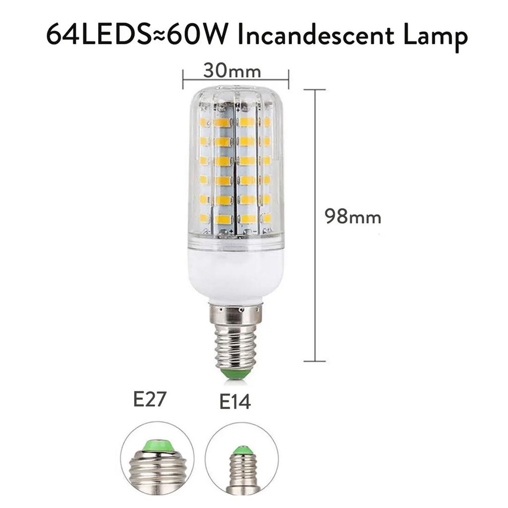 LED Corn Light E27 E14 7W 12W 20W 25W 64LEDs Lights 220v Screw Base Bulbs Home Decorative Cool/Warm White Lamp for Bedroom