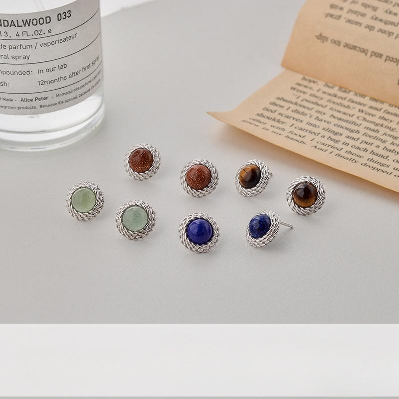 Серьги в стиле ретро во французском стиле, круглые серьги-завитки из янтаря