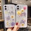 Чехол для мобильного телефона Hyunya Foil Gold Real Flower Dryed Flower для iPhone16Plus/15ProMax с эпоксидными блестками 13/14
