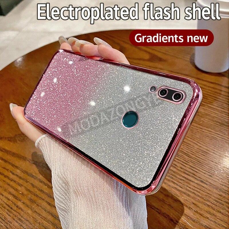 For Huawei Y9 2019 Case Electroplating Soft Glitter TPU Cell Phone Back Cover HuaweiY9 2019 Phone Casing For Girl Woman
