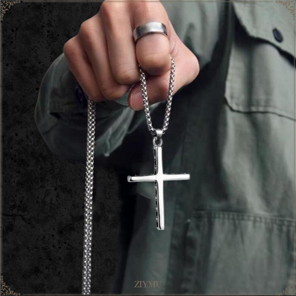 Ожерелье Ziem крест кулон хирургическая нержавеющая сталь венецианская цепь 60 см серебро [ZIYMU] zm-p-062