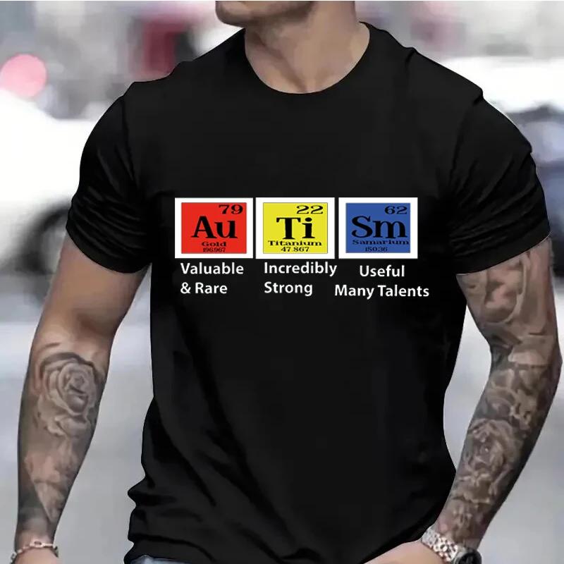 Autism Periodic Table Shirt for Men Women Clothing Autism Awareness Month T-shirts Special Education Teacher Autism Tshirt