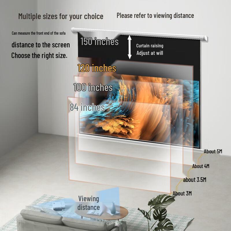 Deli 100-inch 4:3 Electric Projector Screen