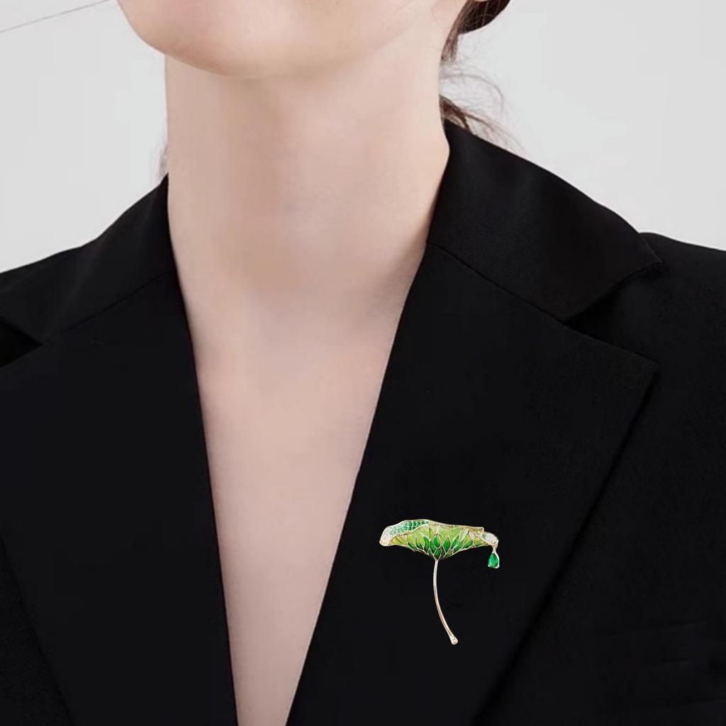 Unique Lotus Brooches for Women Girls Elegant Leaf Pin Office Party Jewelry Accessories Gifts