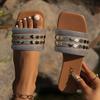 Fashion Fashion 2024 Summer Outdoor Beach Sandals Square Head Golden Luxury High Quality Women Slippers  Zapatos De Mujer  Sandalen