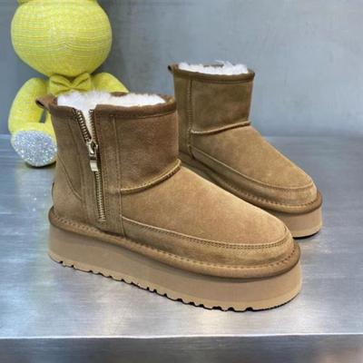 Туфли на плоской подошве с мехом, женские зимние ботинки на платформе и щиколотке, плюшевые хлопковые туфли на высоком каблуке, зимняя трендовая повседневная обувь 2024 года, нескользящие удобные ботинки Mujer