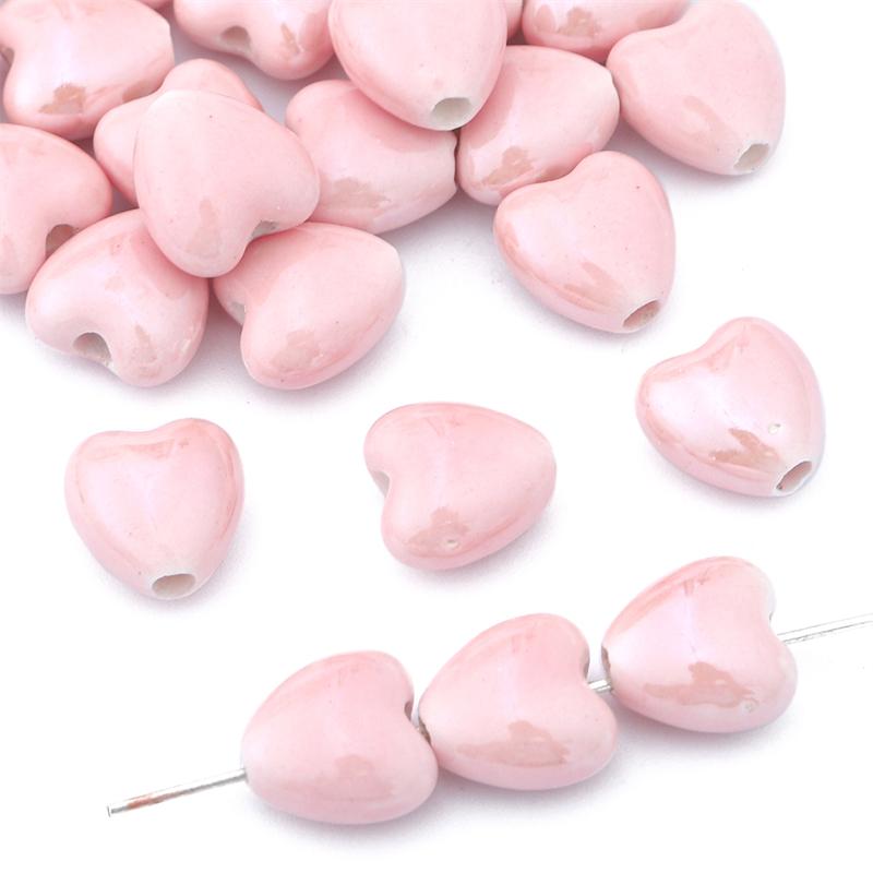 10 шт./пакет 10 мм, красочные керамические бусины ручной работы в форме сердца, фарфоровые бусины-разделители для браслетов, ожерелий, DIY ювелирных изделий, ремесленное изготовление