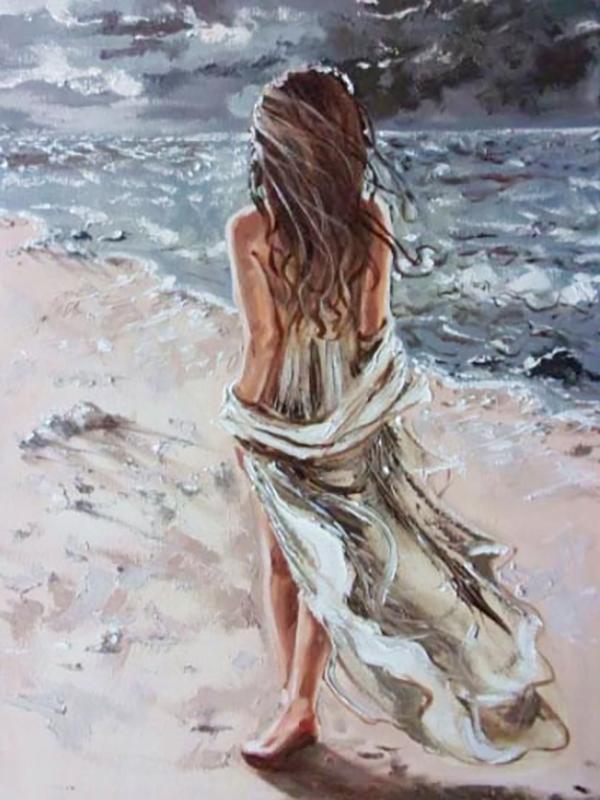 Diy 5d полная алмазная живопись мультфильм вышивка квадратная круглая дрель приморский пляж девушка мозаика вышивка крестом ручная работа искусство хобби