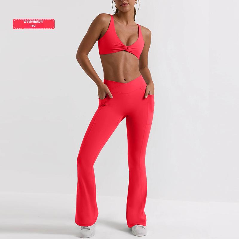 Комплект сексуального нижнего белья Cross-Border: Спортивный бюстгальтер-комбинезон и штаны для йоги с высокой талией