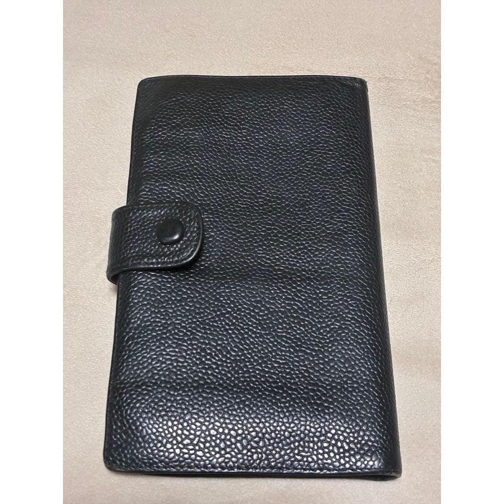 Used CHANEL Caviar Skin Bi-fold Long Wallet Black